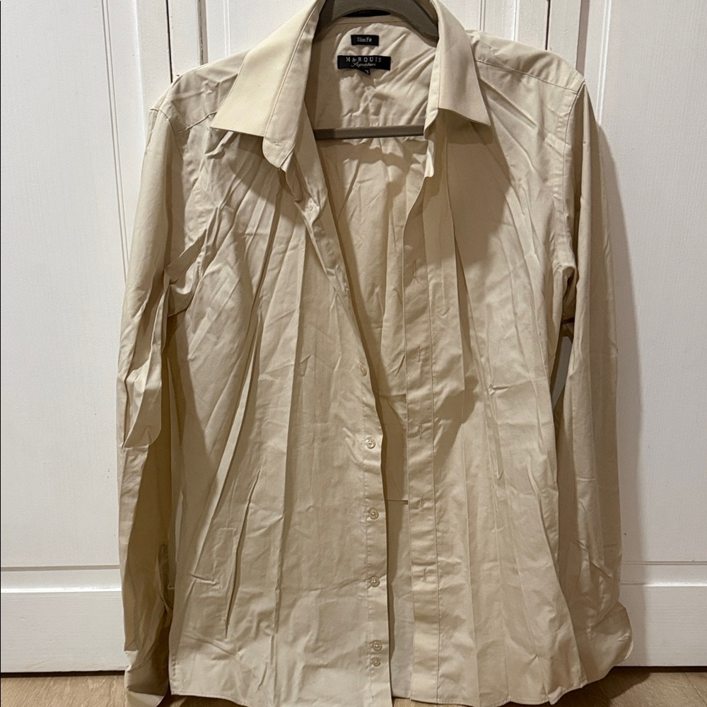 Marquise Men's Long Sleeve Dress Shirt in Light Cream